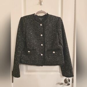 Ann Taylor Patch Pocket Jacket in Sequin Fringe Tweed, Size 4 (fits up to 8)
